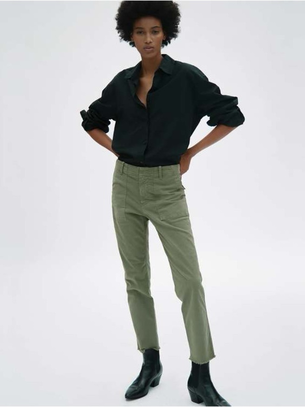Nili Lotan Jenna Cotton Pant in Camo Green Size 10
